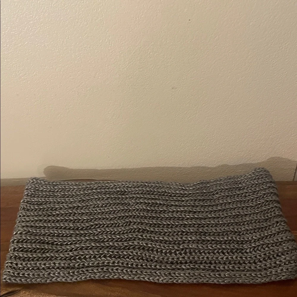 Gray Chunky Knit Infinity Scarf Oversized Cozy Winter Loop Scarf